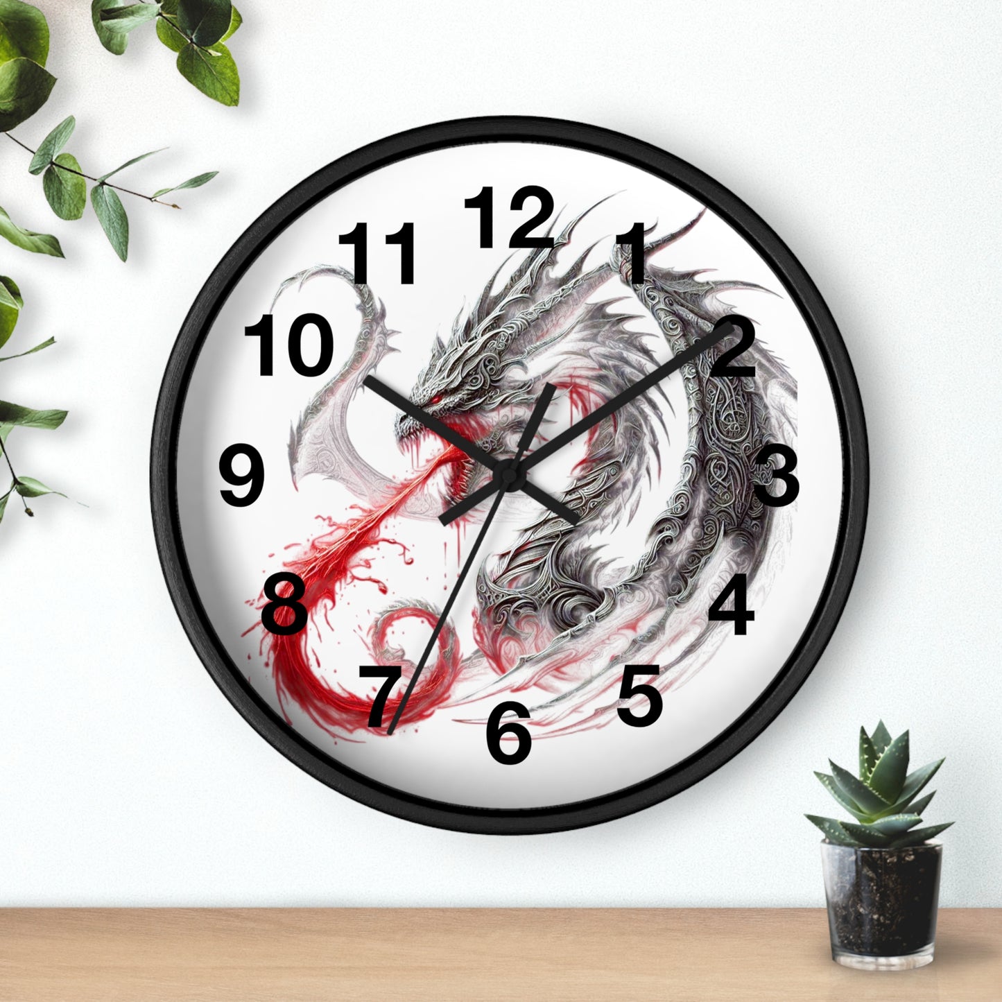 Dragon Wall Clock — Red Breath Mythical Timepiece for Fantasy Fans