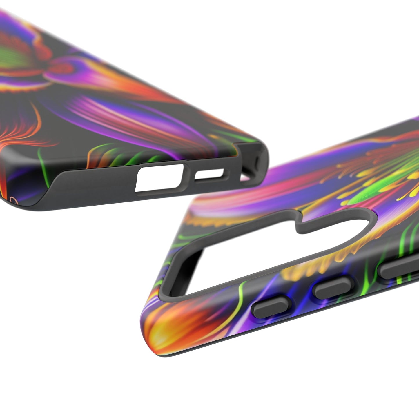 Floral Neon Tough Phone Case — Vivid Purple & Orange Lily Protective Cover