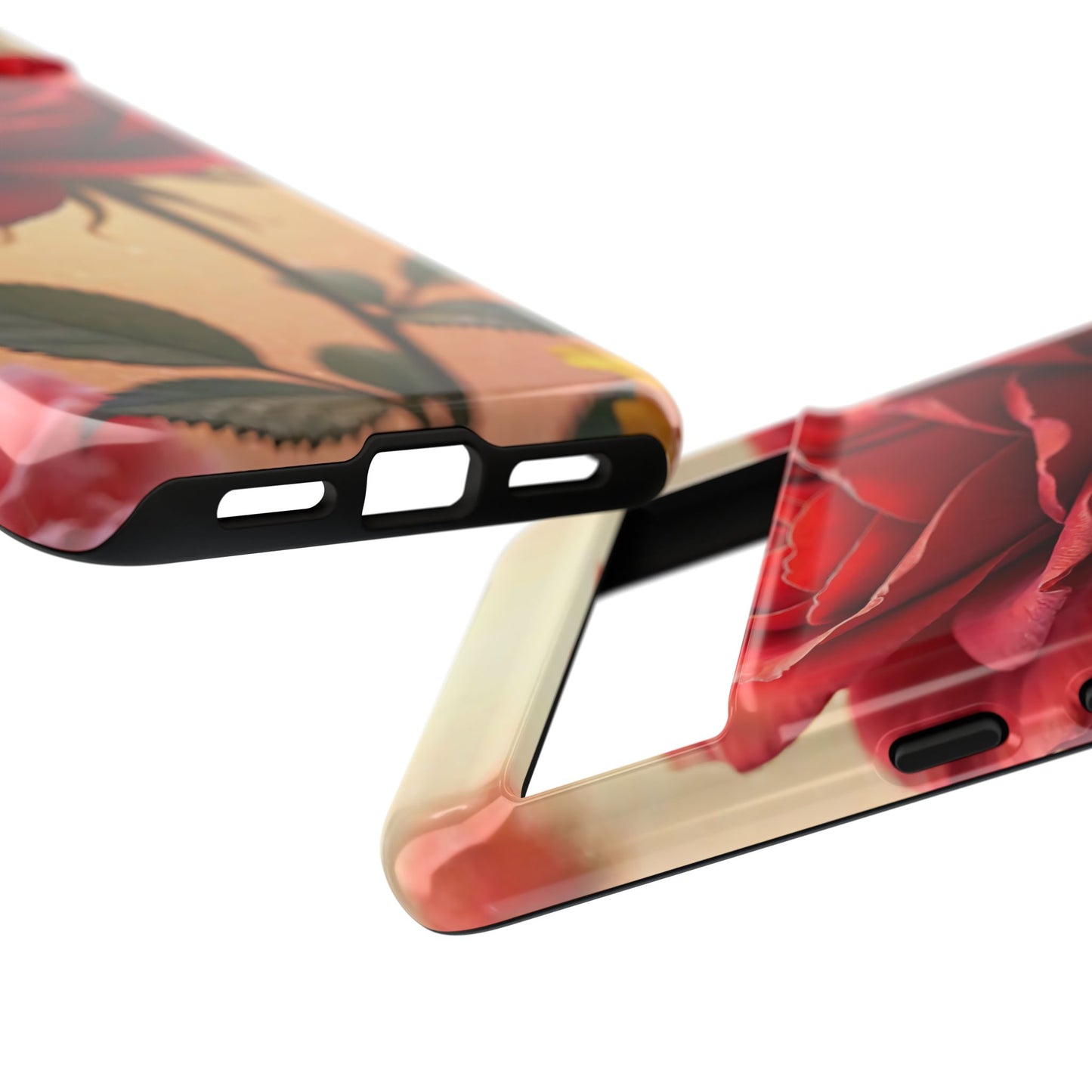 Floral Phone Case with Red Rose Design, Tough Phone Cover, Flower Print, Gift for Her, Stylish Accessory, Floral Aesthetic