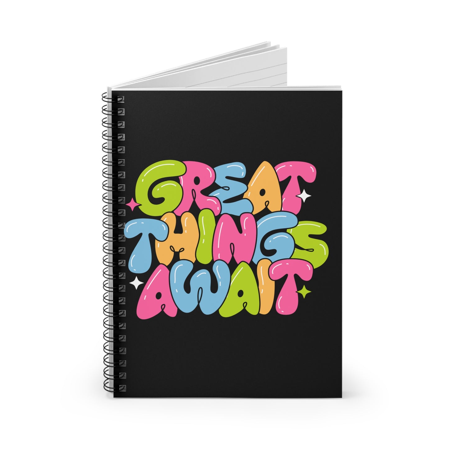 Colorful Inspirational Spiral Notebook - Great Things Await