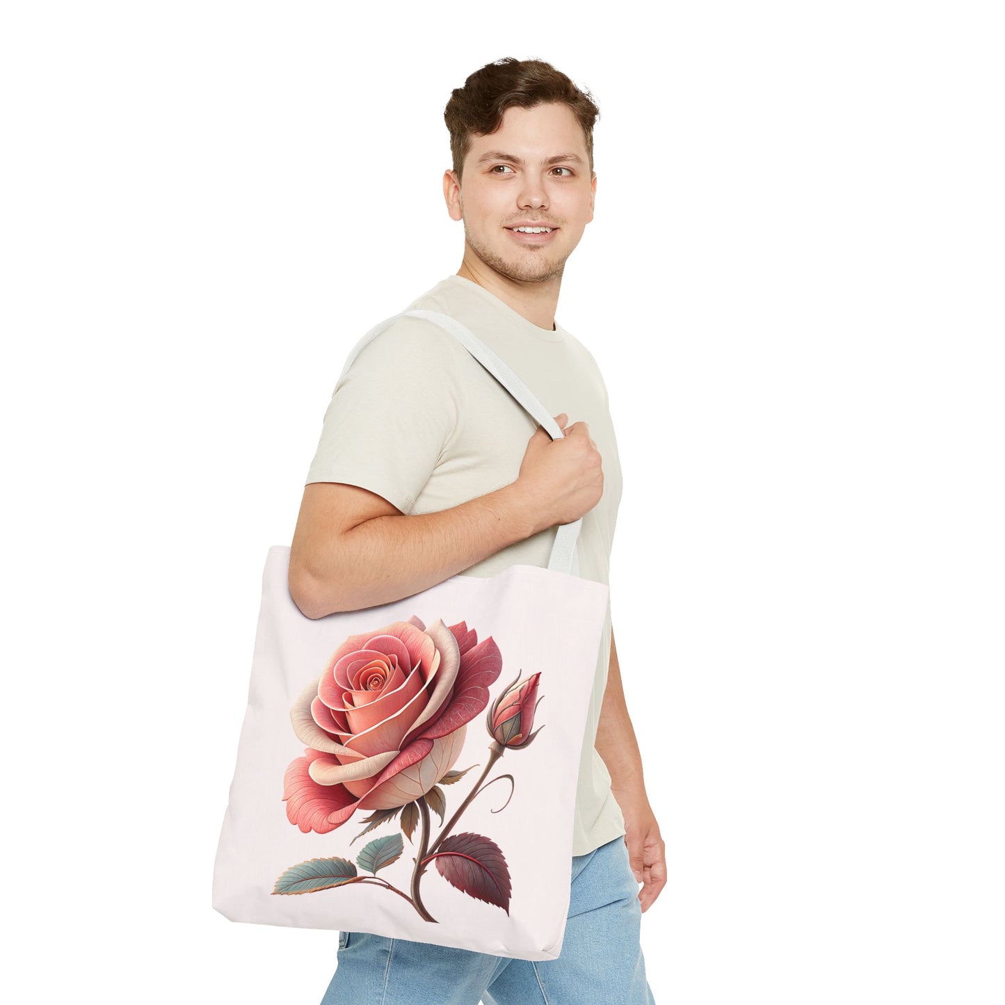 Romantic Floral Tote Bag, Rose Design, Chic Bag, Stylish Carryall, Perfect Gift for Her, Everyday Use, Eco-Friendly