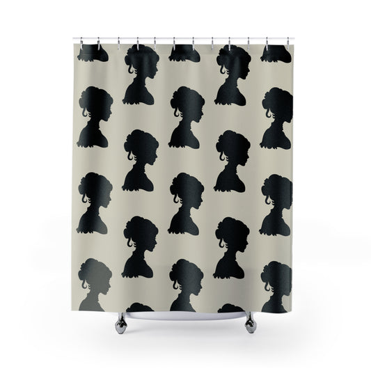 Elegant Silhouette Shower Curtain, Vintage Bathroom Decor, Black and White Home Accessory, Shower Room Gift, Retro Style Decoration