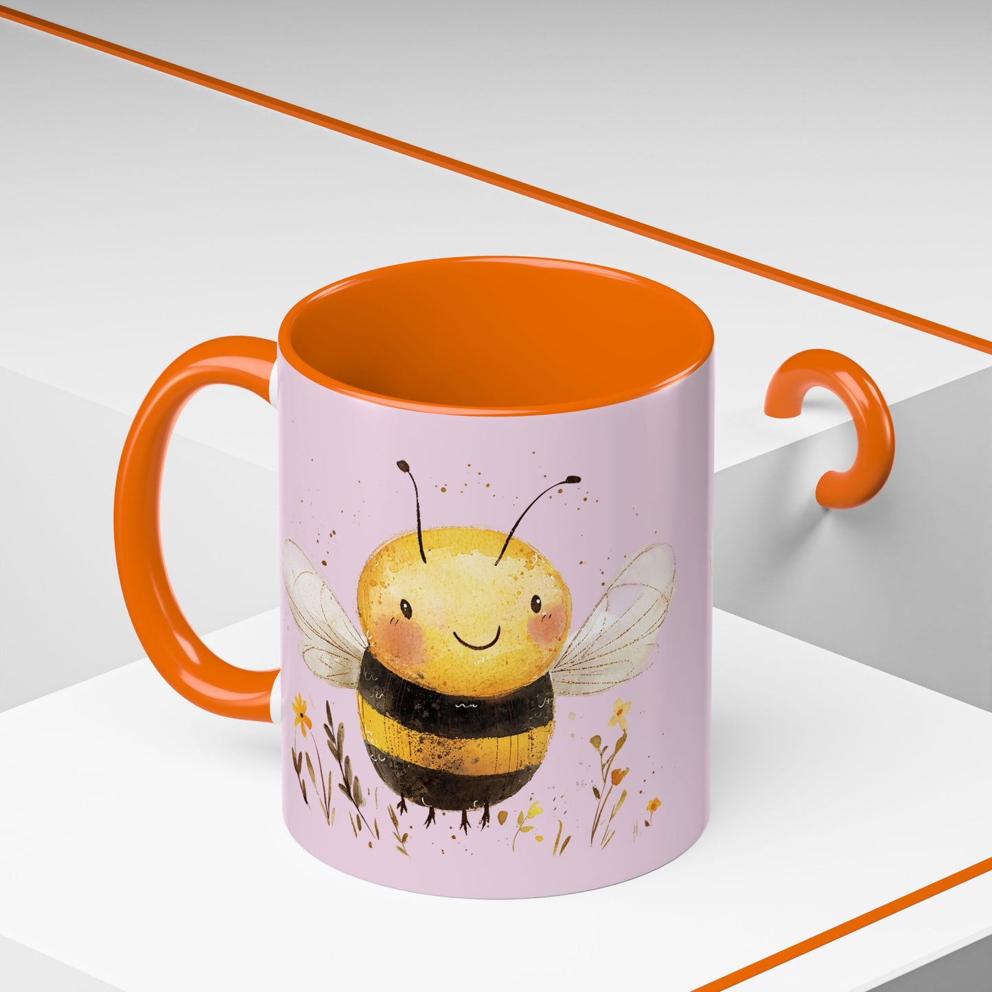 Cute Bee Accent Coffee Mug for Nature Lovers, Fun Bee Design, Gift for Friends, Bee Themed Kitchenware, Bee Lover's Mug