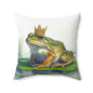 Royal Frog Square Pillow Whimsical Home Decor Frog King Pillow