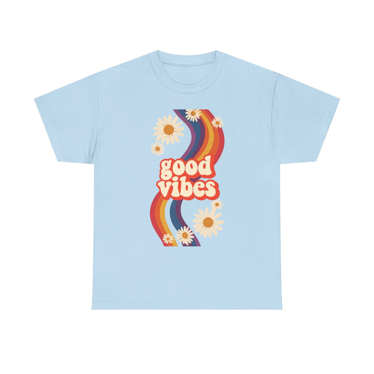 Good Vibes Unisex Heavy Cotton Tee, Retro Graphic T-Shirt, Feel Good Apparel, Summer Outfit, Casual Gift for Friends