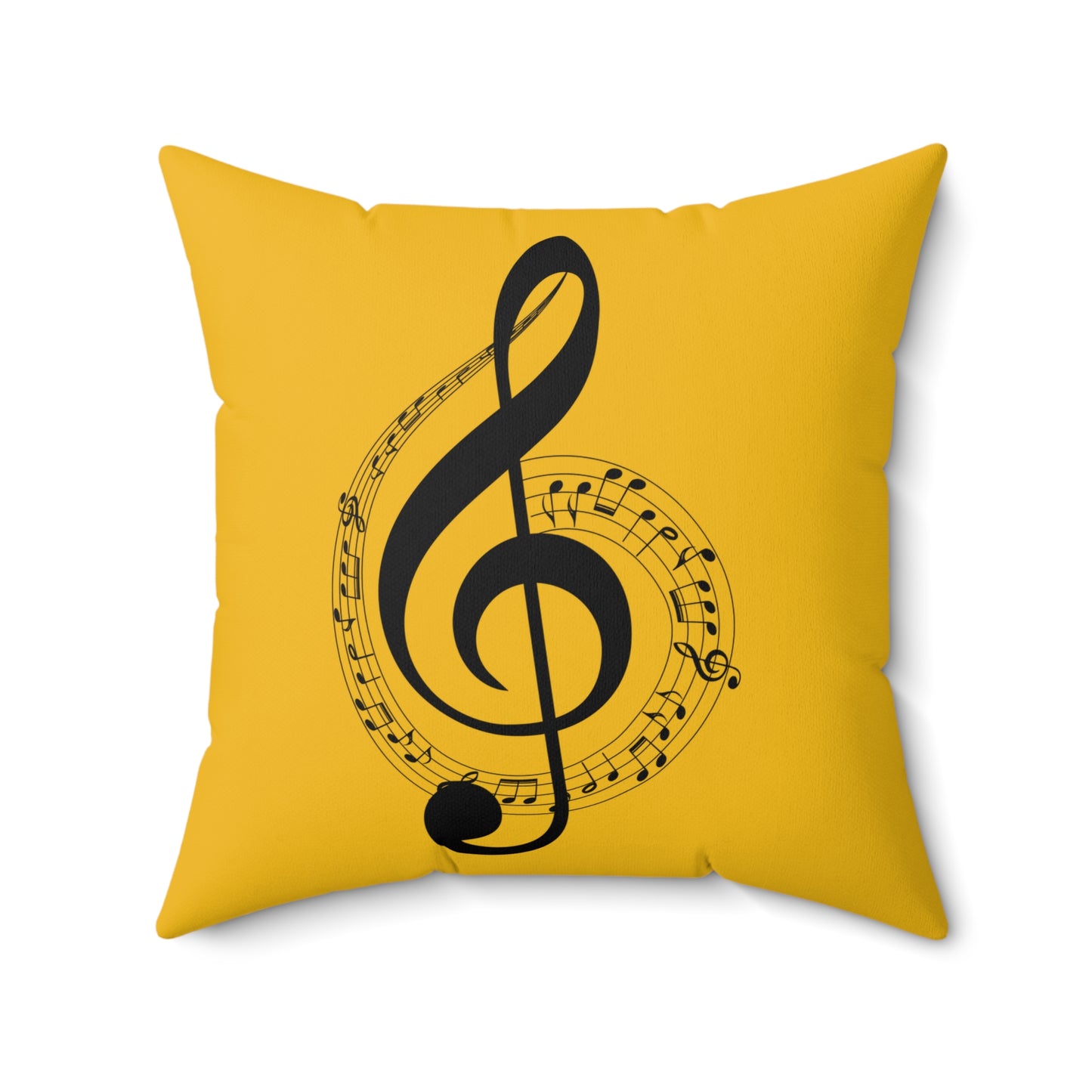 Musical Notes Square Pillow  - Yellow