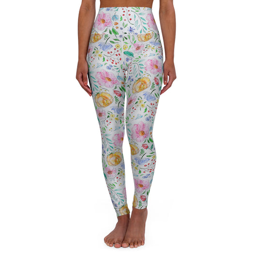 Floral High Waisted Yoga Leggings, Fitness Wear, Activewear, Workout Leggings, Gift for Yogis, Spring Fashion