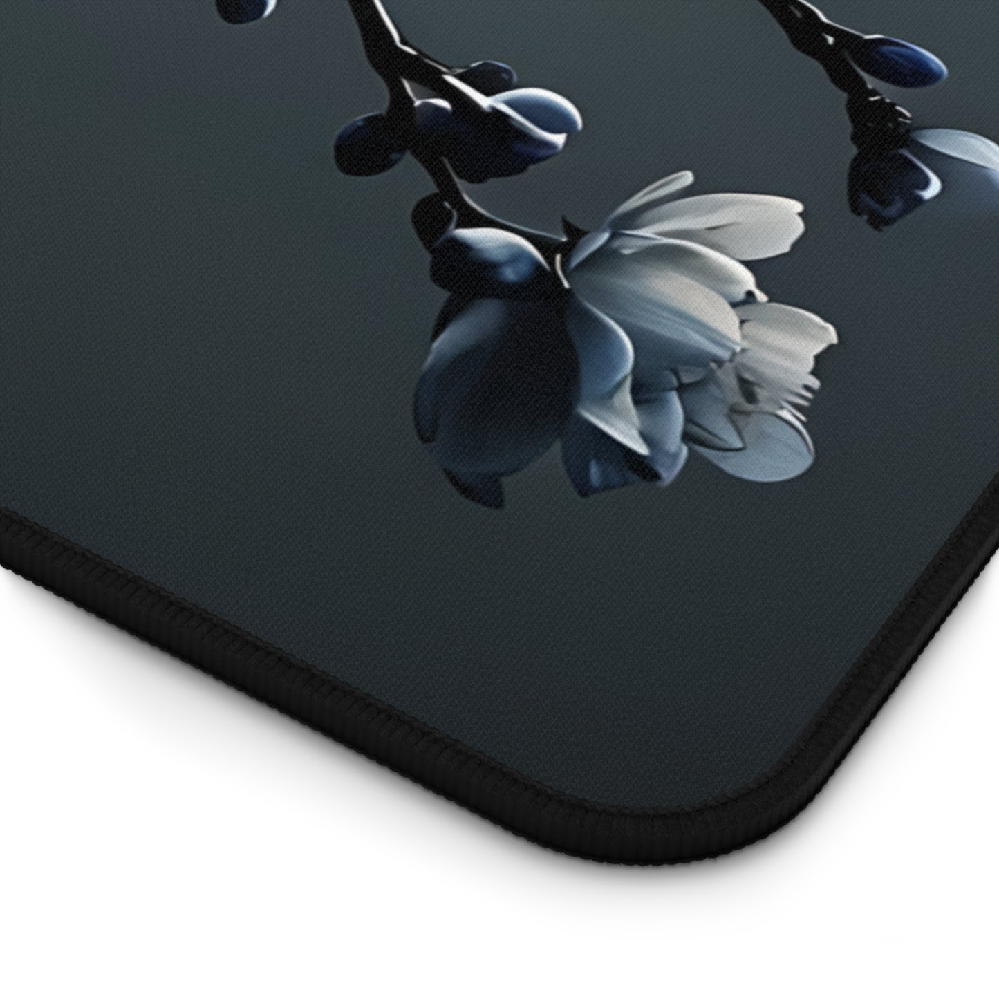 Floral Branch Desk Mat — Dark Blue Cherry Blossom Mouse Pad