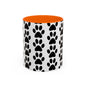 Paw Print Accent Coffee Mug - Dog Lover Gift, Black and White Pet Mug, Cute Animal Decor, Personalized Pet Owner Present, Coffee Tea Cup