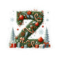 Christmas Wreath Letter Z Kiss-Cut Sticker — Holiday Initial Decal