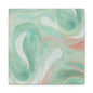 Abstract Green Marble Canvas Print — Teal & Coral Swirl Wall Art