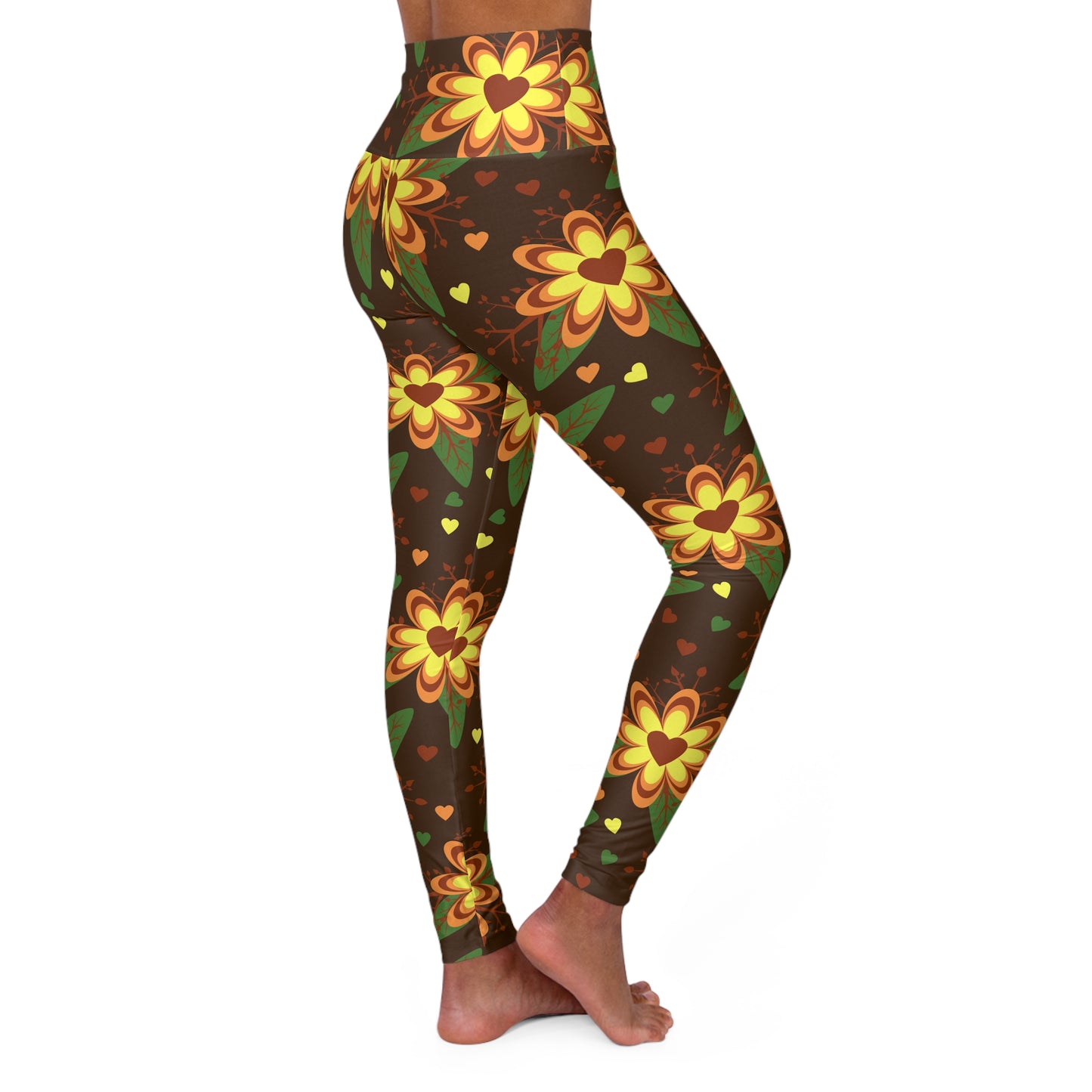 High Waisted Floral Yoga Leggings V12