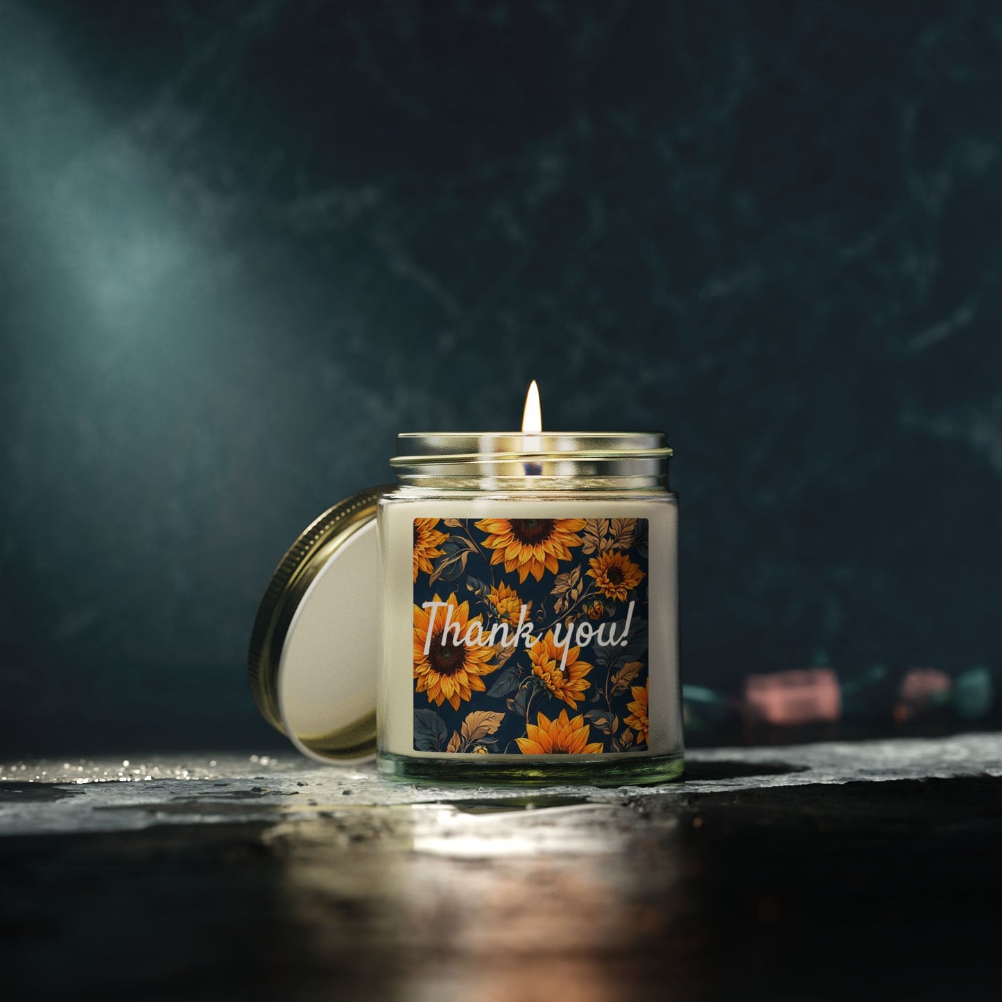 Thank You Sunflower Scented Candle — Coconut Apricot Wax (4oz/9oz)