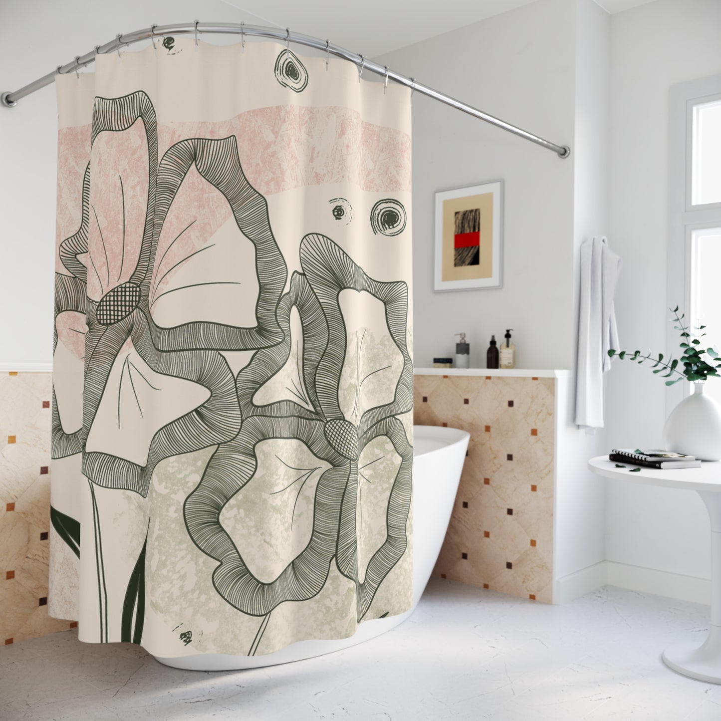Floral Elegance Shower Curtains | Chic Bathroom Decor, Boho Home, Gift for Women, Spring Vibes, Floral Patterns