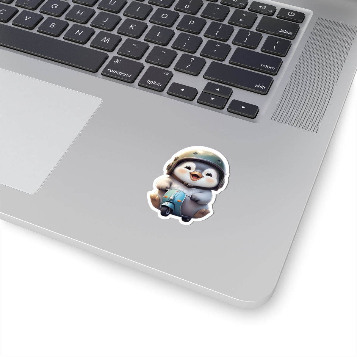 Adorable Penguin Scooter Kiss-Cut Sticker, Cute Animal Decor, Laptop Stickers, Gift for Kids, Fun Accessories, Holiday Decor