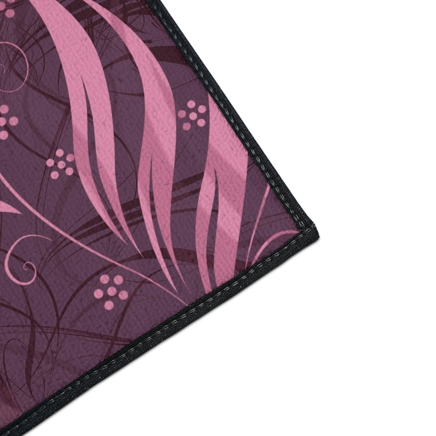 Floral Plum Heavy-Duty Floor Mat — Pink Swirl Entrance Rug