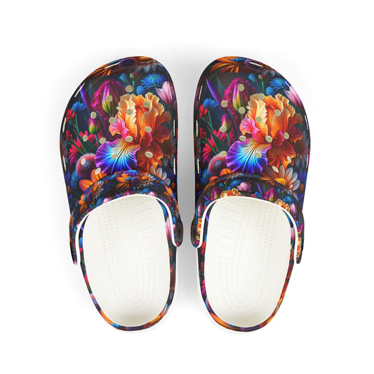 Colorful Kid's EVA Foam Clogs, Fun Playtime Footwear, Summer Outdoor Shoes, Floral Pattern Kids Shoes, Garden Clogs, Bright Kids Footwear