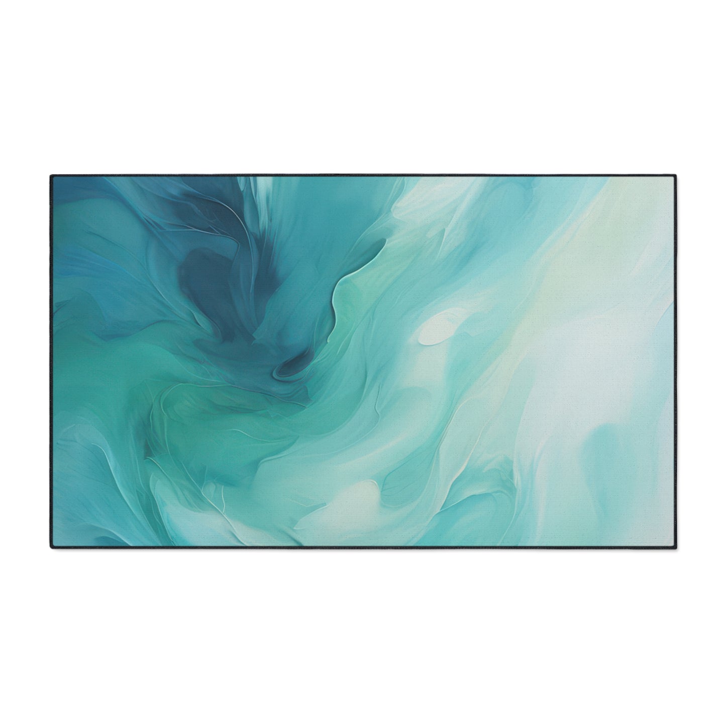 Heavy Duty Floor Mat — Teal Ocean Abstract Slip-Resistant Entry Rug