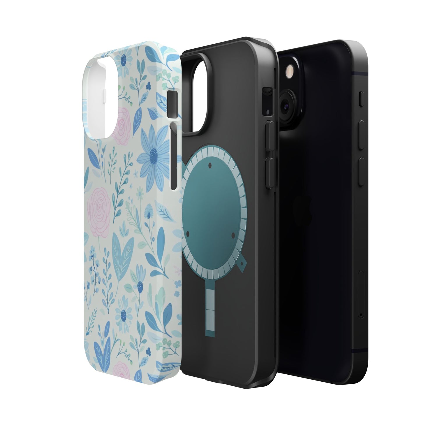 Floral Pastel Magnetic Impact Phone Case — Blue & Pink Botanical Design