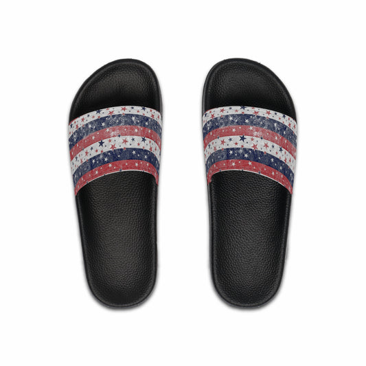 Patriotic Men's Slide Sandals, Summer Footwear, Independence Day Sandals, Casual Slides, Fourth of July Gift
