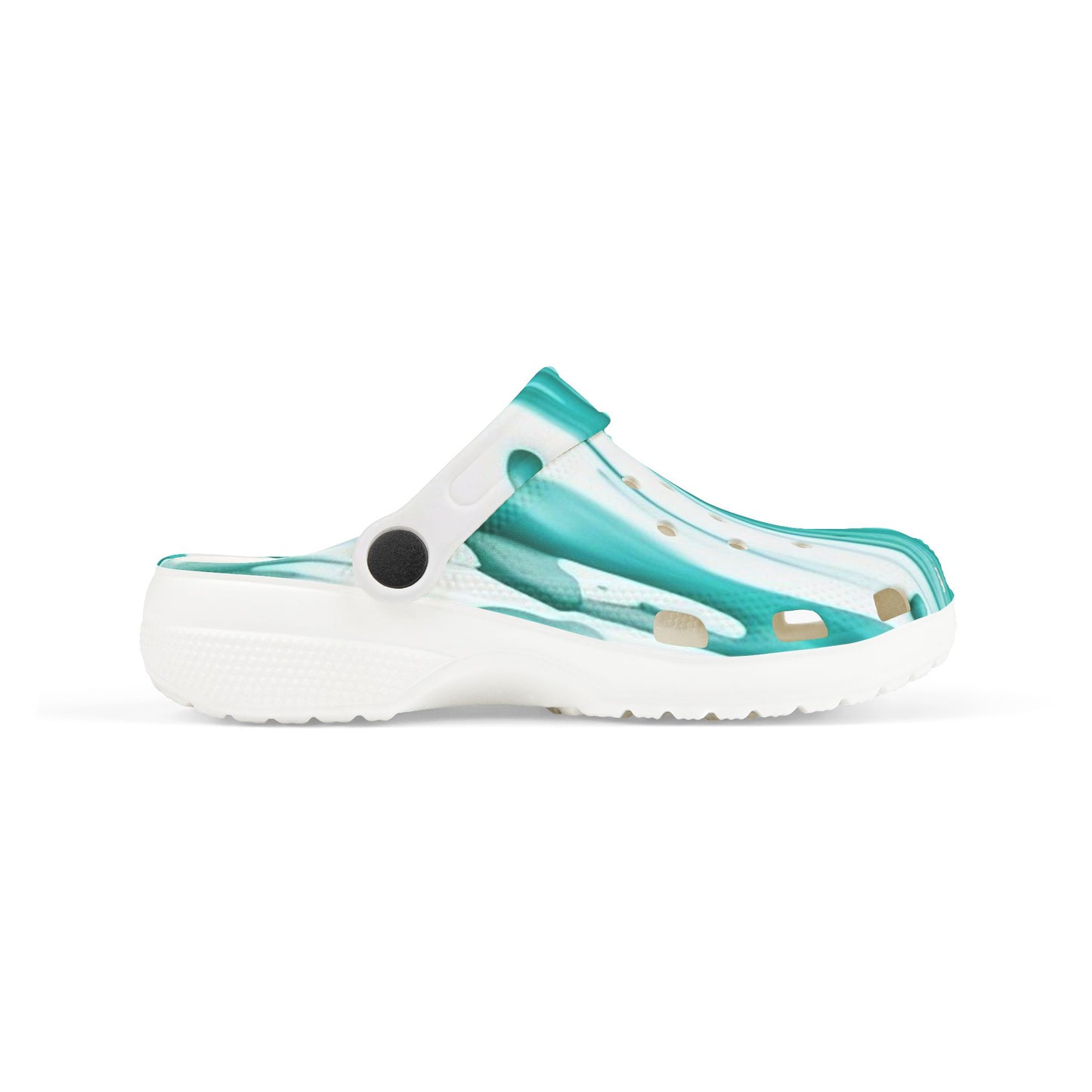 Kids Marble Aqua Foam Clogs — Watercolor Teal Slip-On Sandals