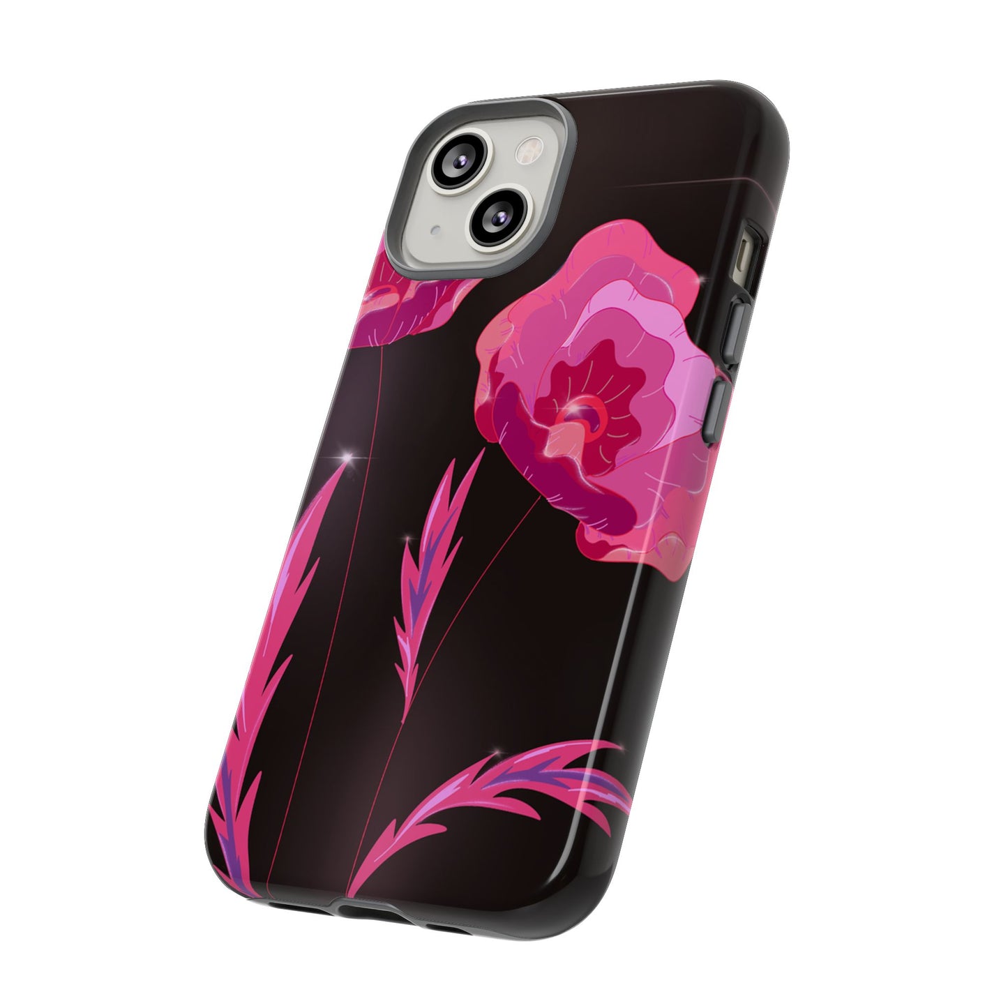 Floral iPhone Case | Tough Cases with Pink Poppy Design, Elegant Flower Phone Cover, Gift for Her, Spring Accessories, Chic Tech