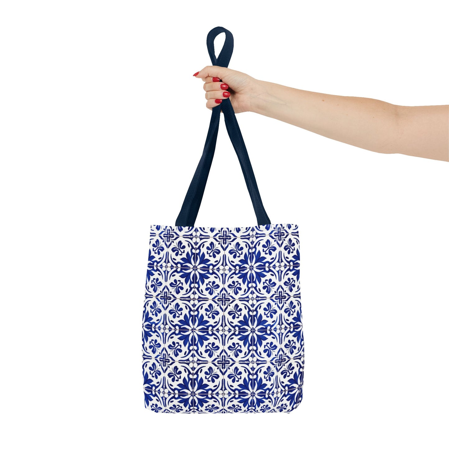 Blue Moroccan Tile Tote Bag - All-Over Print Patterned Market Tote
