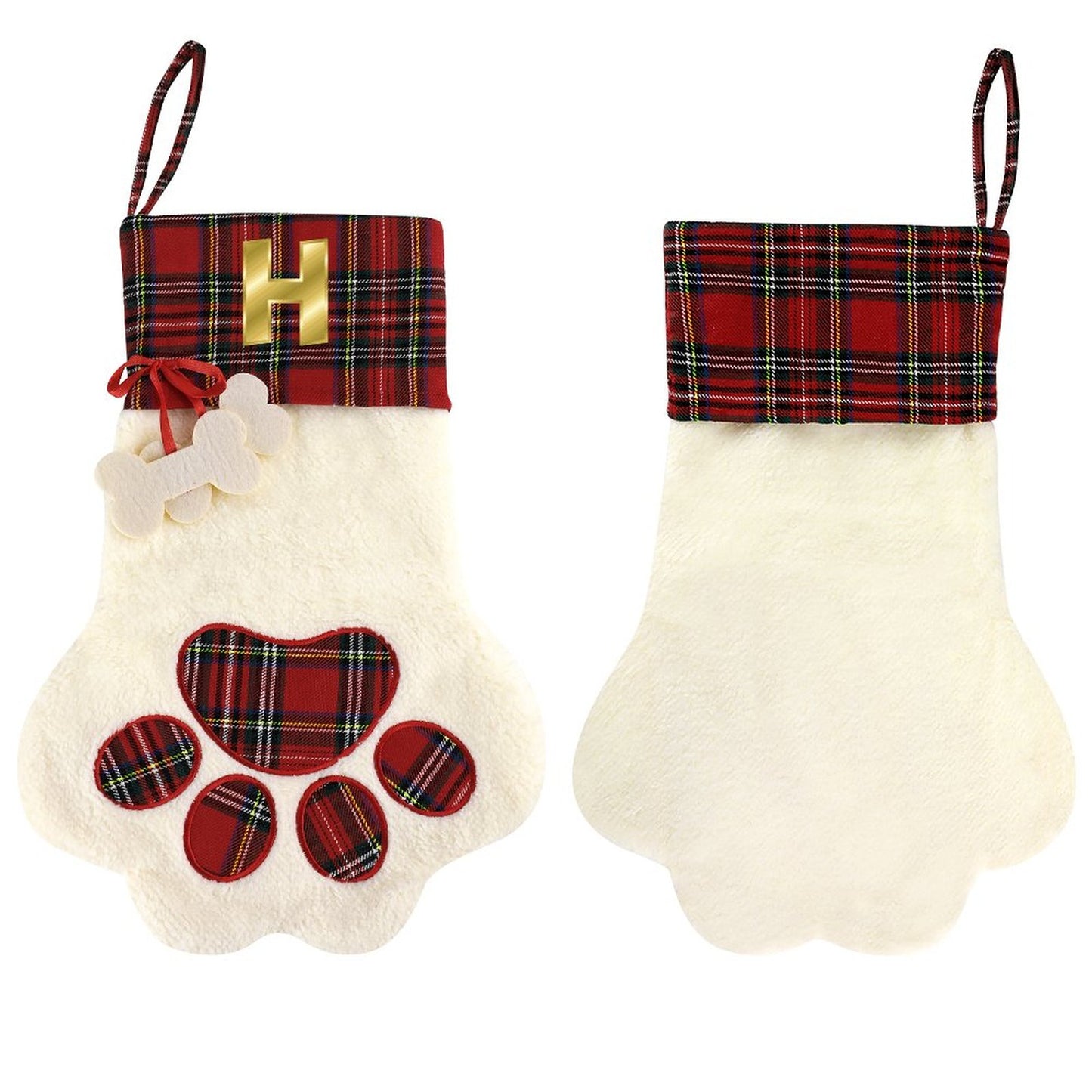 Pet Cat Dog Claw Christmas Stocking - Letter H