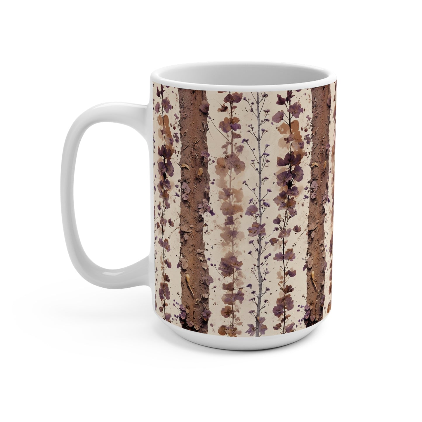 Rustic Floral Mug, Cozy Coffee Cup, Nature-Inspired Kitchenware, Gift for Nature Lovers, Eco-Friendly Drinkware