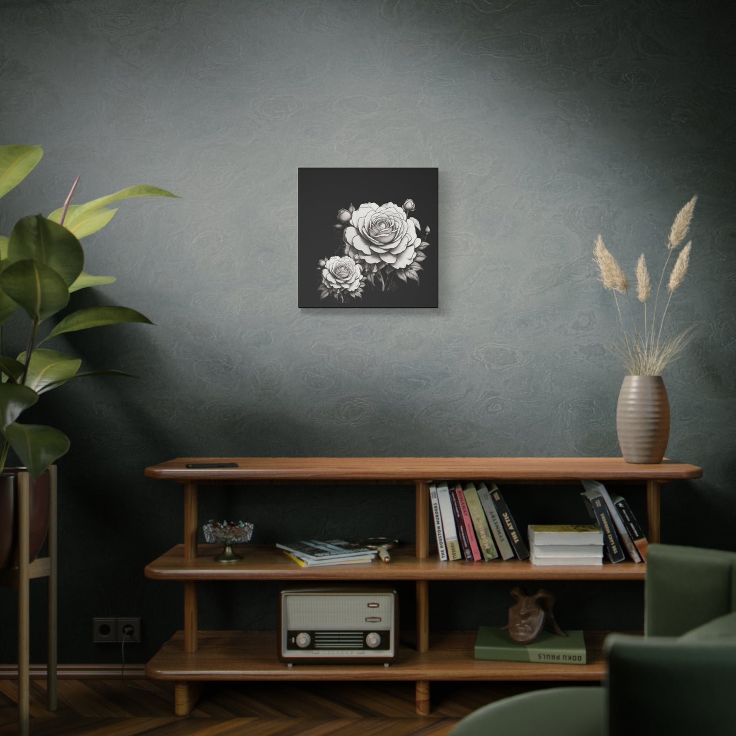 Monochrome Rose Canvas Print — Black & White Floral Wall Art