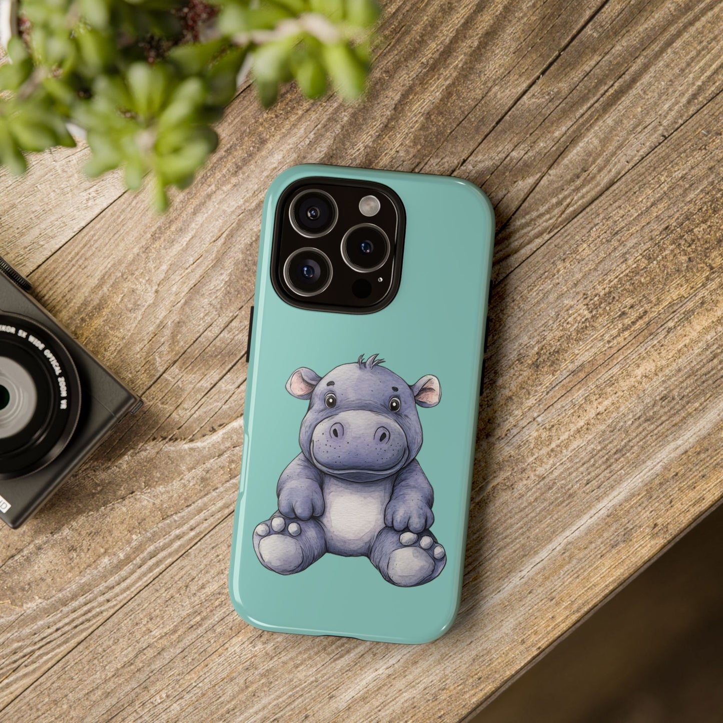 Cute Hippo Phone Case, Tough Phone Cover, Fun Animal Case, Gift for Kids, Cute Decor, Birthday Present