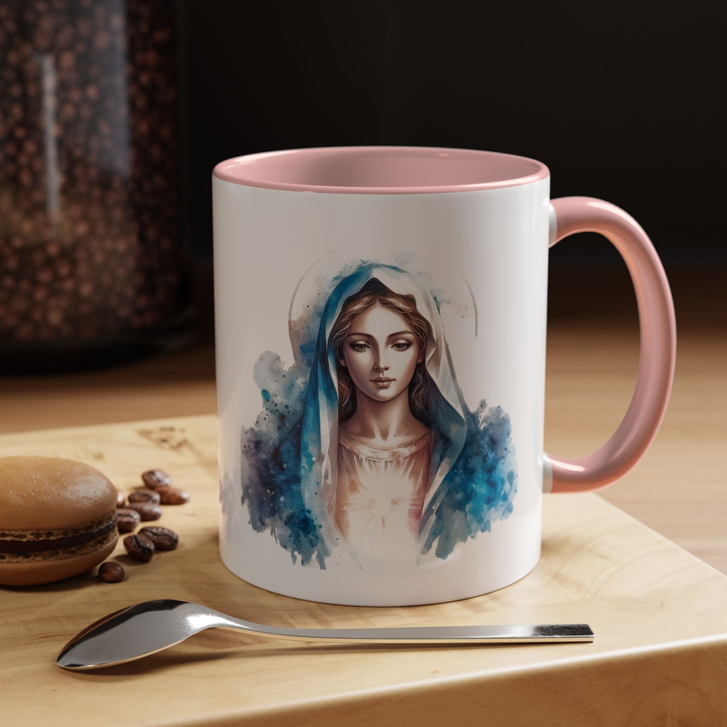 Serene Virgin Mary Coffee Mug - Spiritual Inspiration, Gift for Faith Lovers, Home Decor, Mother's Day, Religious Art