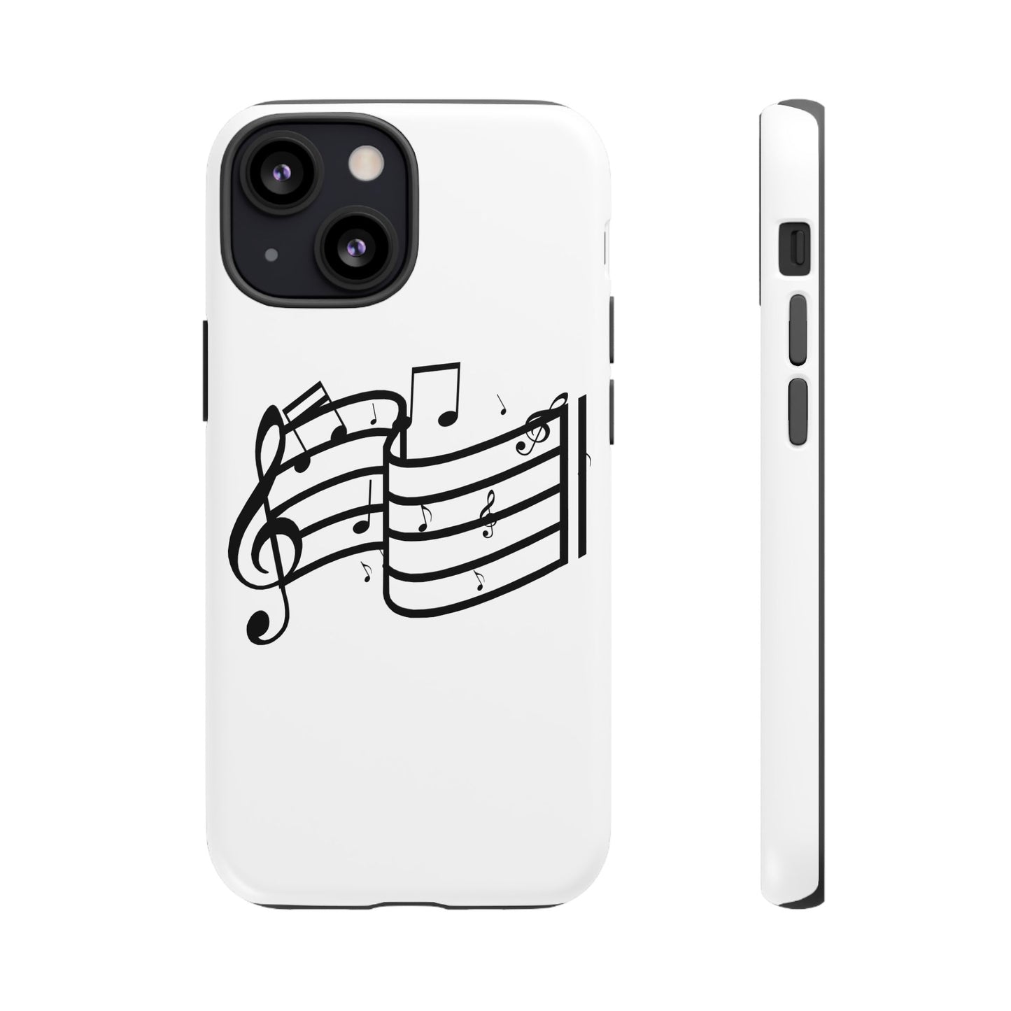 Musical Notes Phone Case — Black Treble Clef Music Staff Tough Case