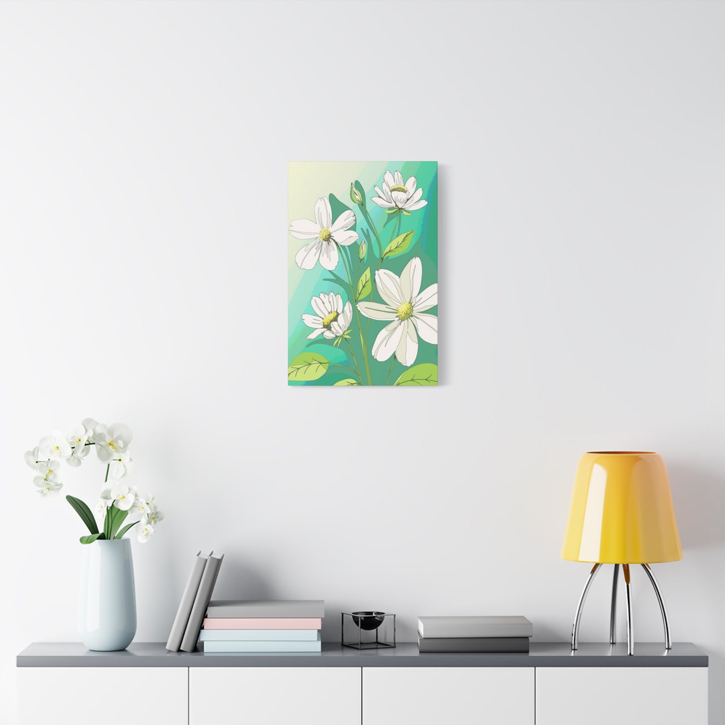 Matte Canvas, Stretched, 1.25" White Flowers