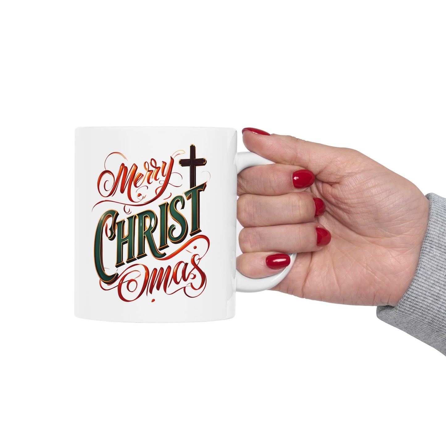 Christmas Ceramic Mug - Merry Christ-Mas Coffee Cup, Holiday Gift, Hot Cocoa Mug, Festive Kitchen Decor, Seasonal Beverage Mug