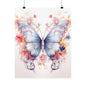 Butterfly Watercolor Wall Poster — Floral Pastel Matte Vertical Print