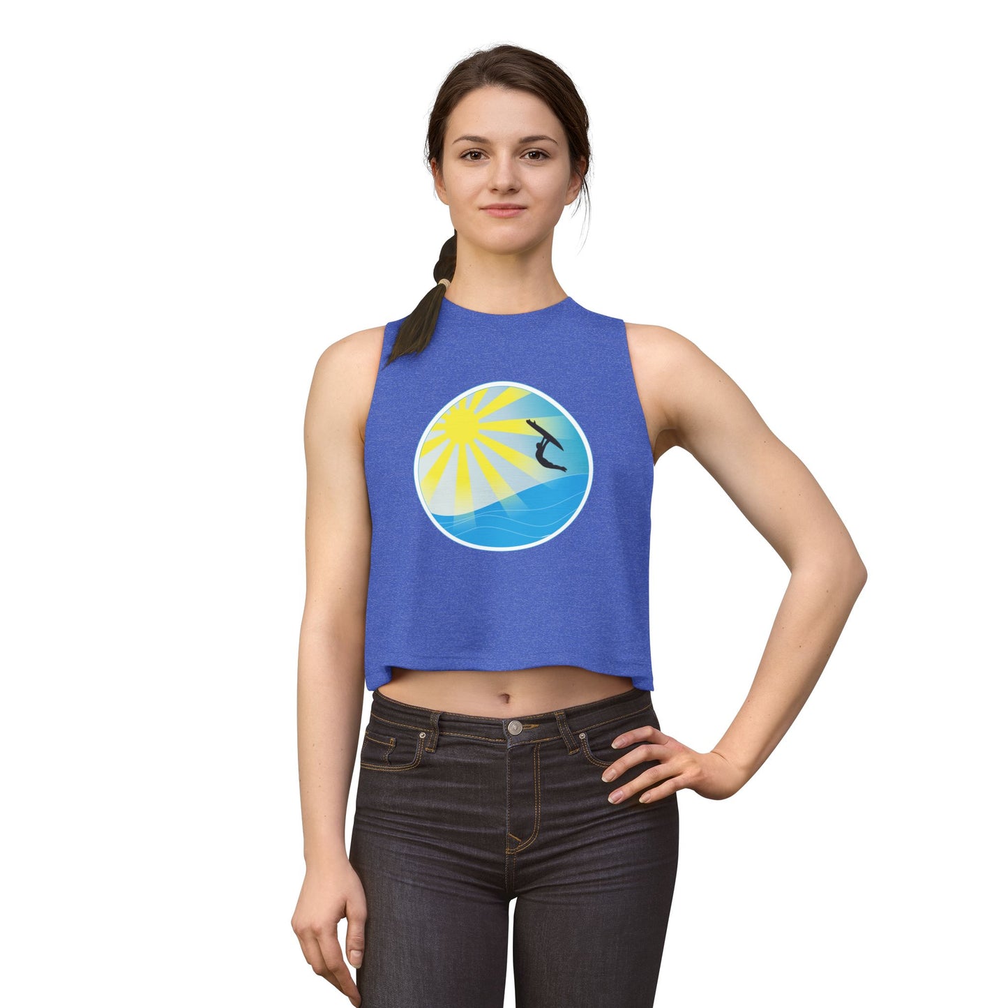 Sunrise Surf Circle Crop Top — Women’s Beach Wave Tank
