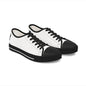 Low Top Sneakers — White Casual Women's Canvas Shoes with Small Black Cat Silhouette