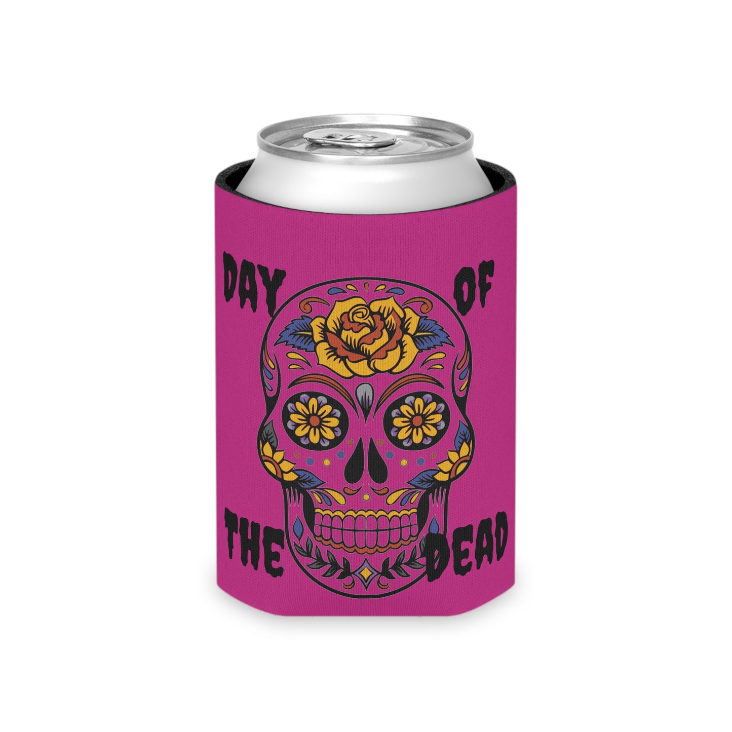 Day of the Dead Can Cooler, Floral Skull Drink Sleeve, Fiesta Beverage Insulator, Halloween Party Favor, Sugar Skull Drink Holder