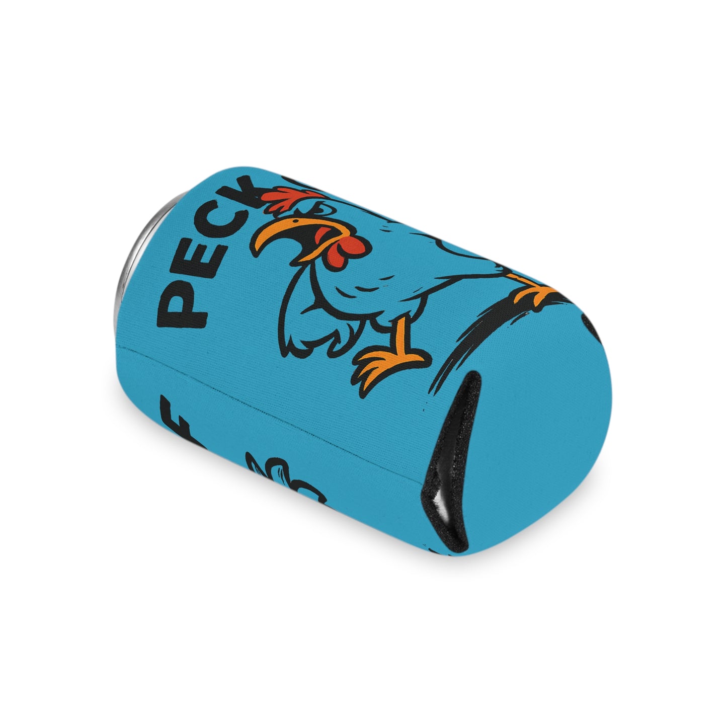 Can Cooler – 'Peck Off' Angry Rooster Drink Holder (Funny Farm Animal Koozie)