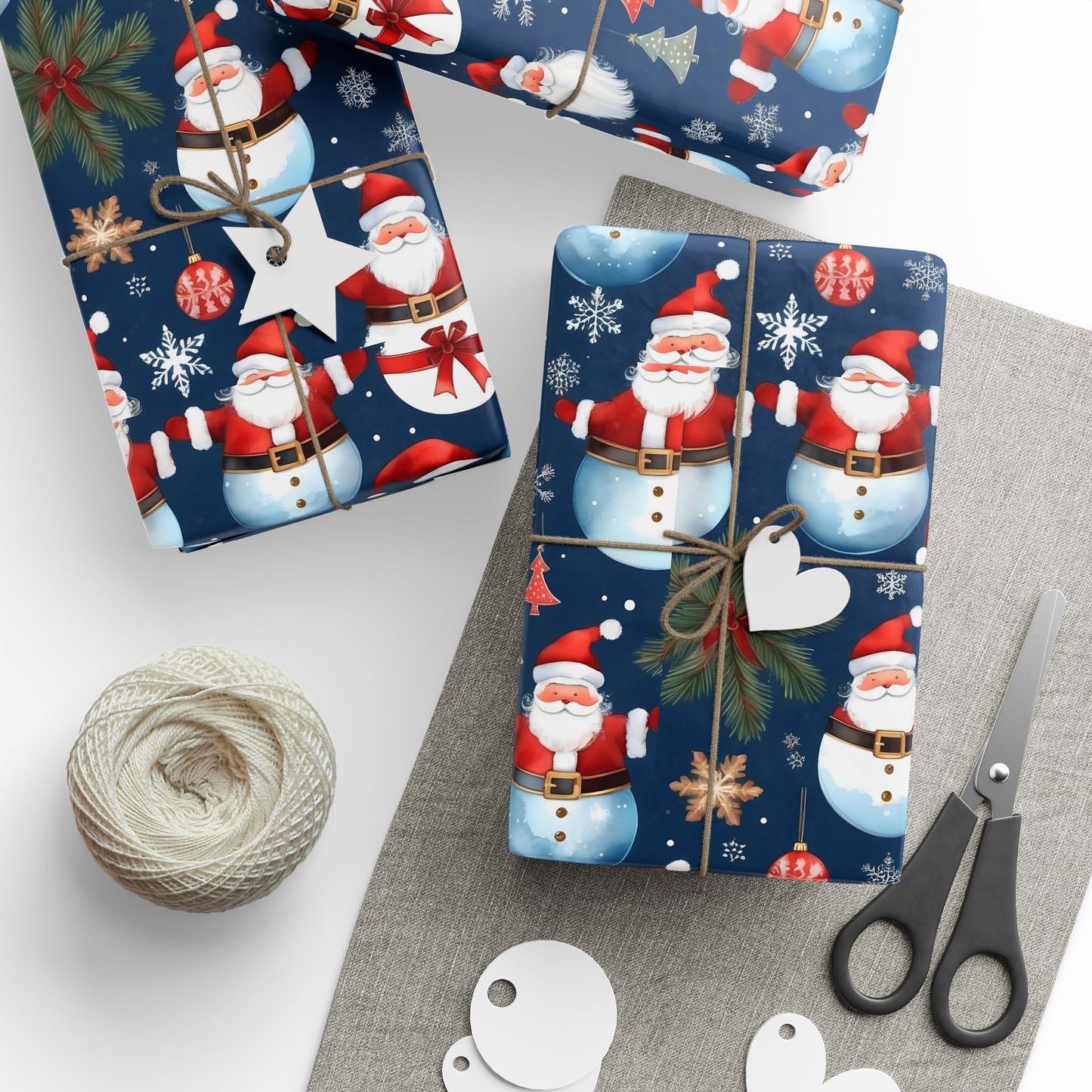 Christmas Snowman & Santa Wrapping Paper Roll — Festive Holiday Gift Wrap
