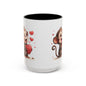 Cute Monkey Love Coffee Mug, Valentine's Gift, Animal Lover's Mug, Heartfelt Coffee Cup, Fun Kitchen Decor