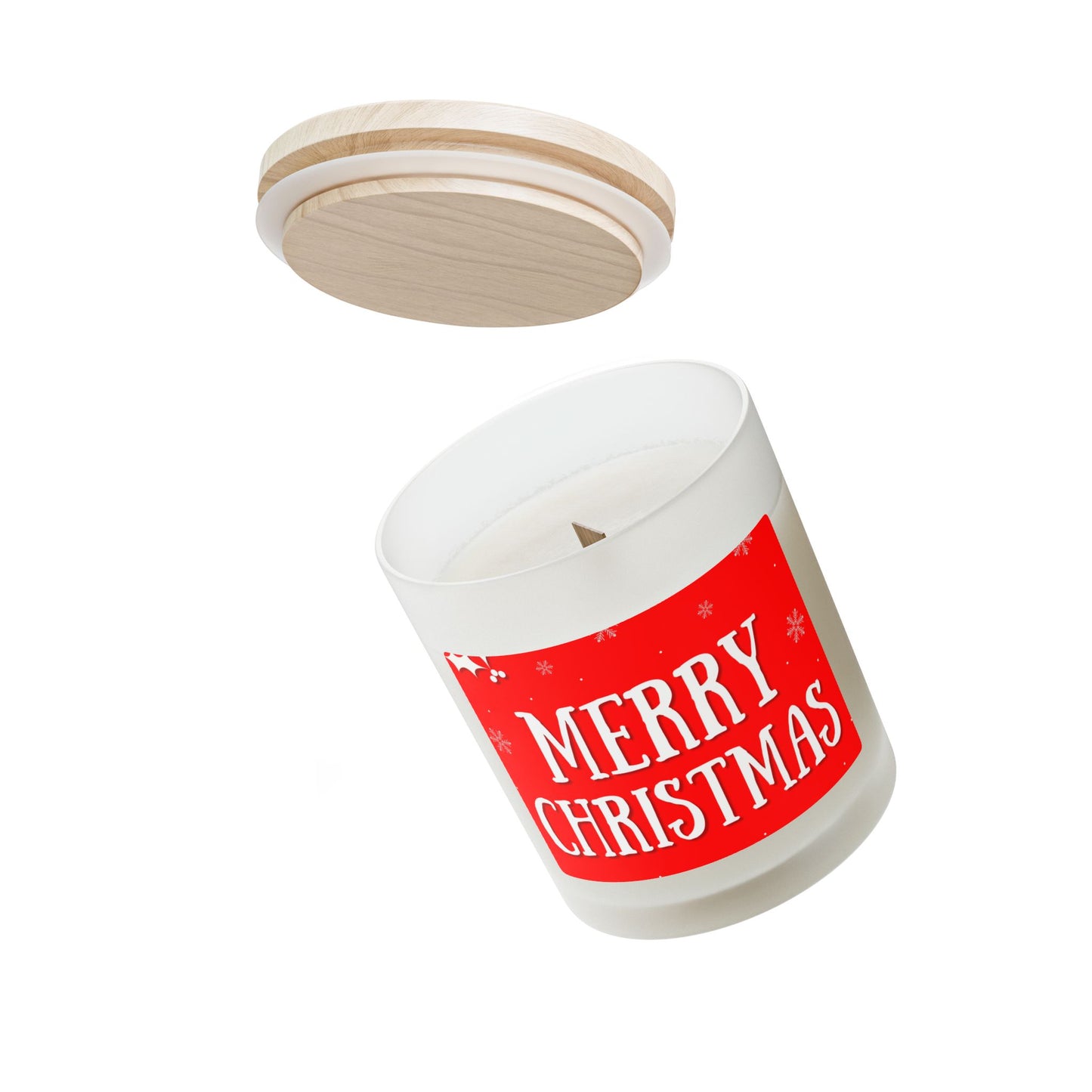 Merry Christmas Frosted Glass Candle, Holiday Home Decor, Gift for Her, Festive Candle, Christmas Decor, Relaxation Gift