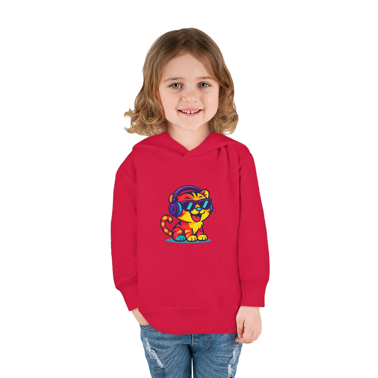 Cool Cat Toddler Hoodie - Fleece Pullover with Colorful Lion Design, Kids Clothing, Fun Gift, Casual Wear, Playtime Essentials