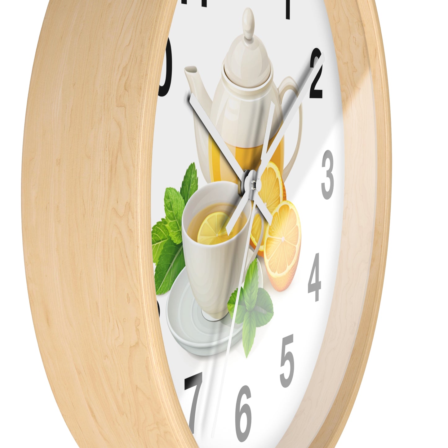 Charming Teatime Wall Clock, Kitchen Decor, Tea Lover Gift, Rustic Clock, Home Office Accessory, Lemon Tea Stationery