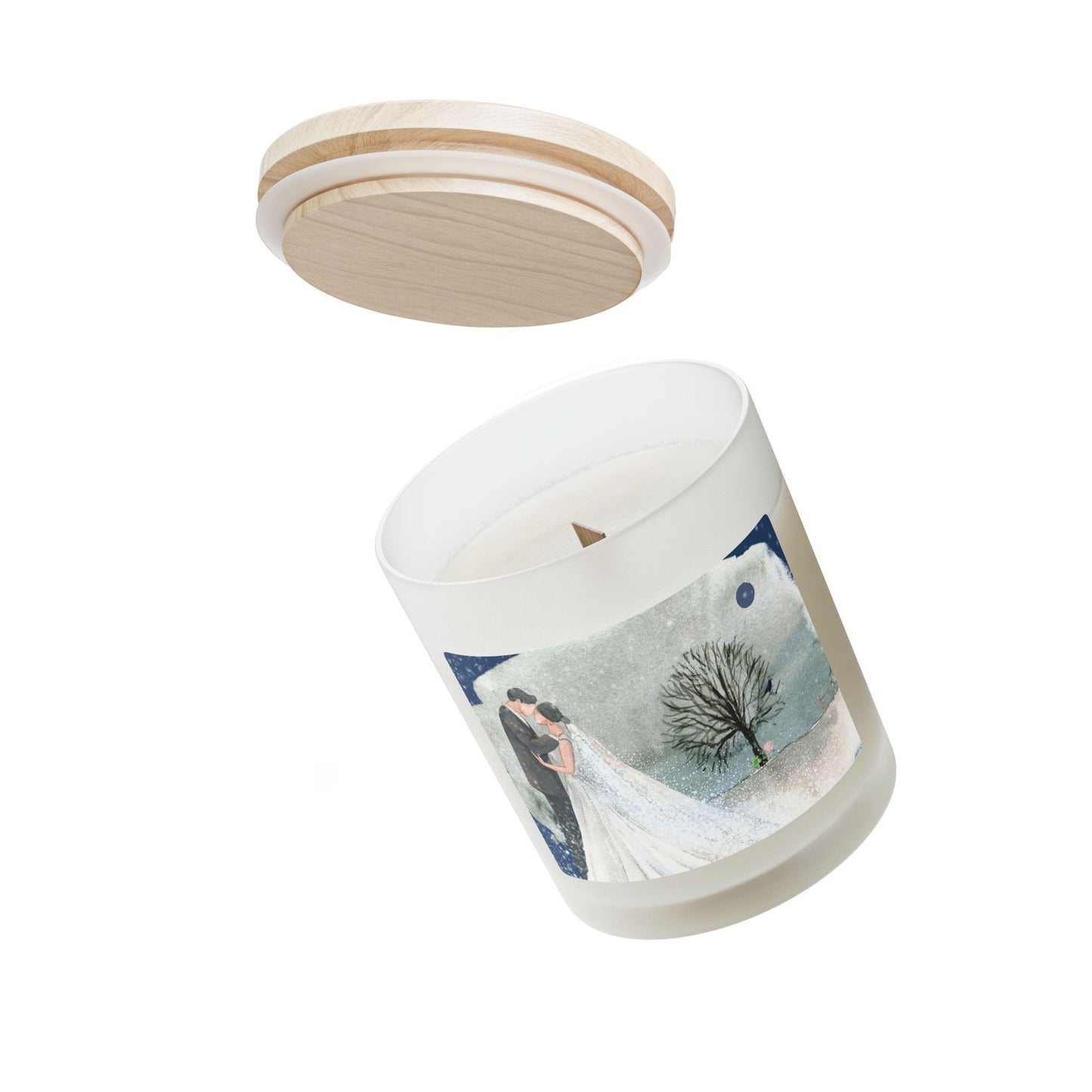 Winter Romance Candle, Cozy Wedding Gift, Frosted Glass Candle, Home Decor, Wedding Candle, Aromatherapy Candle