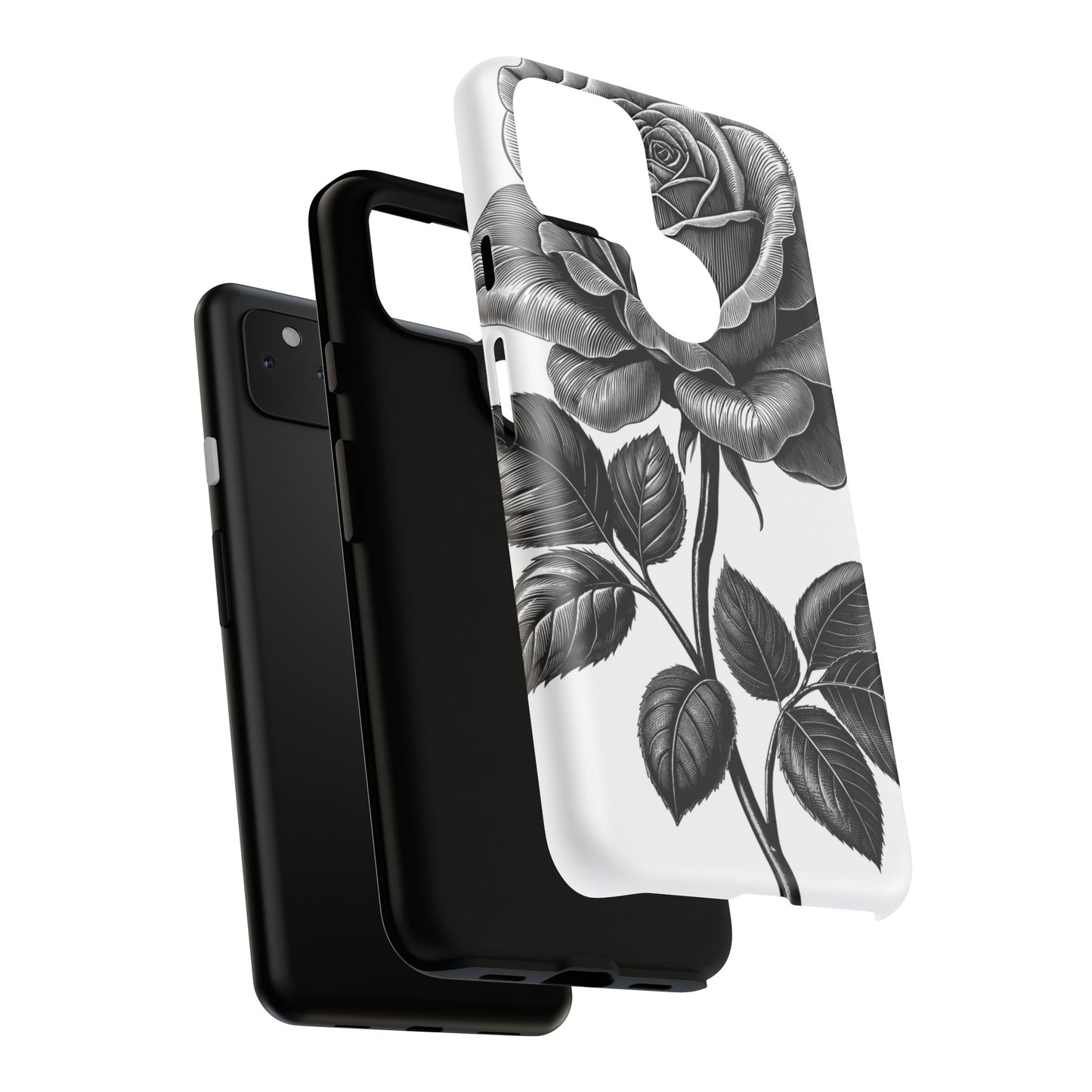 Elegant Floral Phone Case - Tough Cases, Black Rose Design, Floral Phone Cover, Stylish Phone Accessory, Gift for Her, Mother's Day