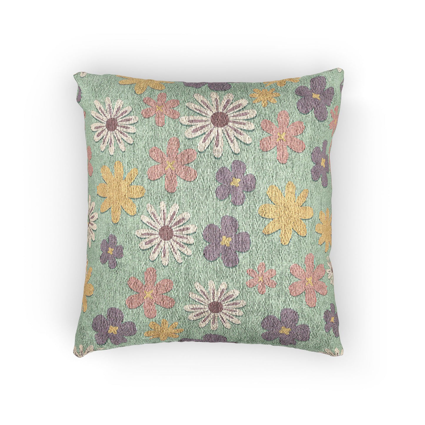 Floral Woven Pillow, Decorative Accent Cushion for Home, Boho Pillow for Living Room, Gift for Housewarming, Cozy Home Decor