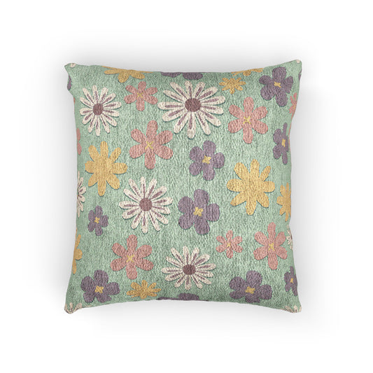 Floral Woven Pillow, Decorative Accent Cushion for Home, Boho Pillow for Living Room, Gift for Housewarming, Cozy Home Decor