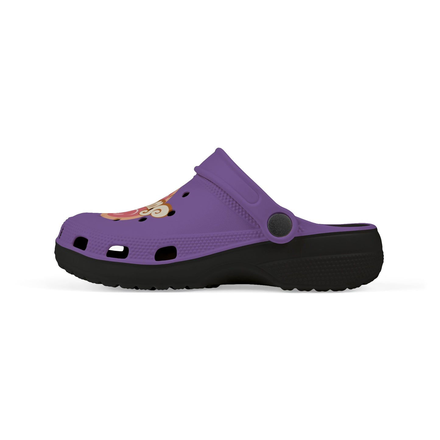 Kids Purple "Sweetheart" Foam Clogs — Cute Heart Graphic Slip-On Shoes